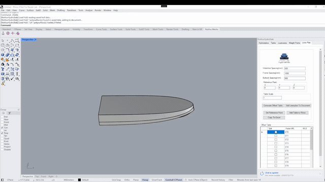 Lines plan & offset table