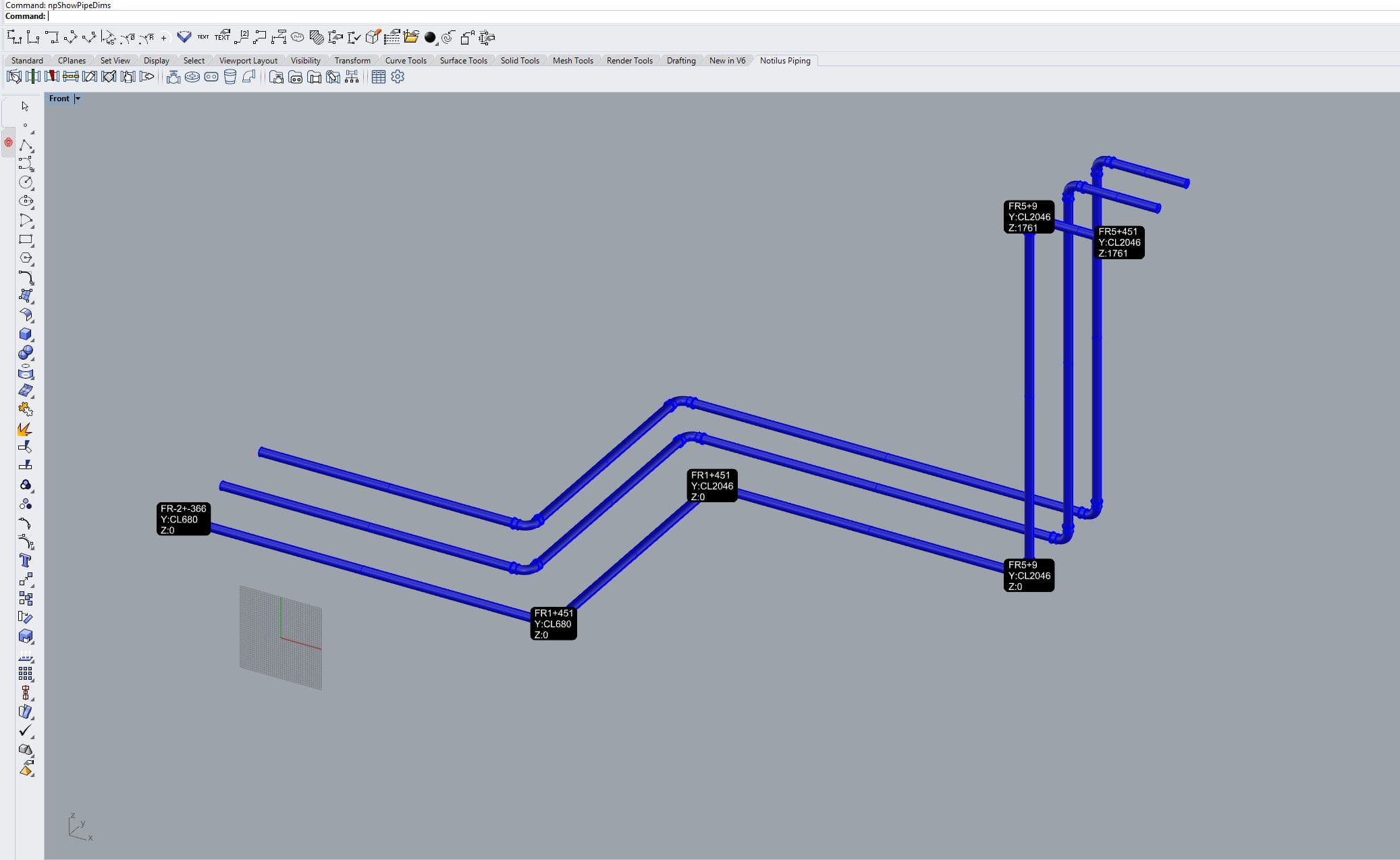 3D pipe dimensioning