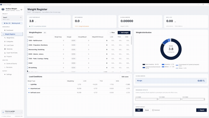 Watch weight & CoG in real time